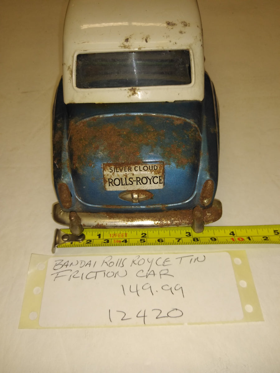 Vintage Bandai Rolls Royce Silver Cloud Friction Toy Tin Car Rare 12