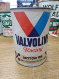 Vtg 1 Qt. Valvoline Racing Motor Oil Full Card Board and Metal Can Great Shape!