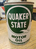 Vtg 1 Qt. Quaker State Motor Oil Full Metal Can Oil City Pa Great Shape!
