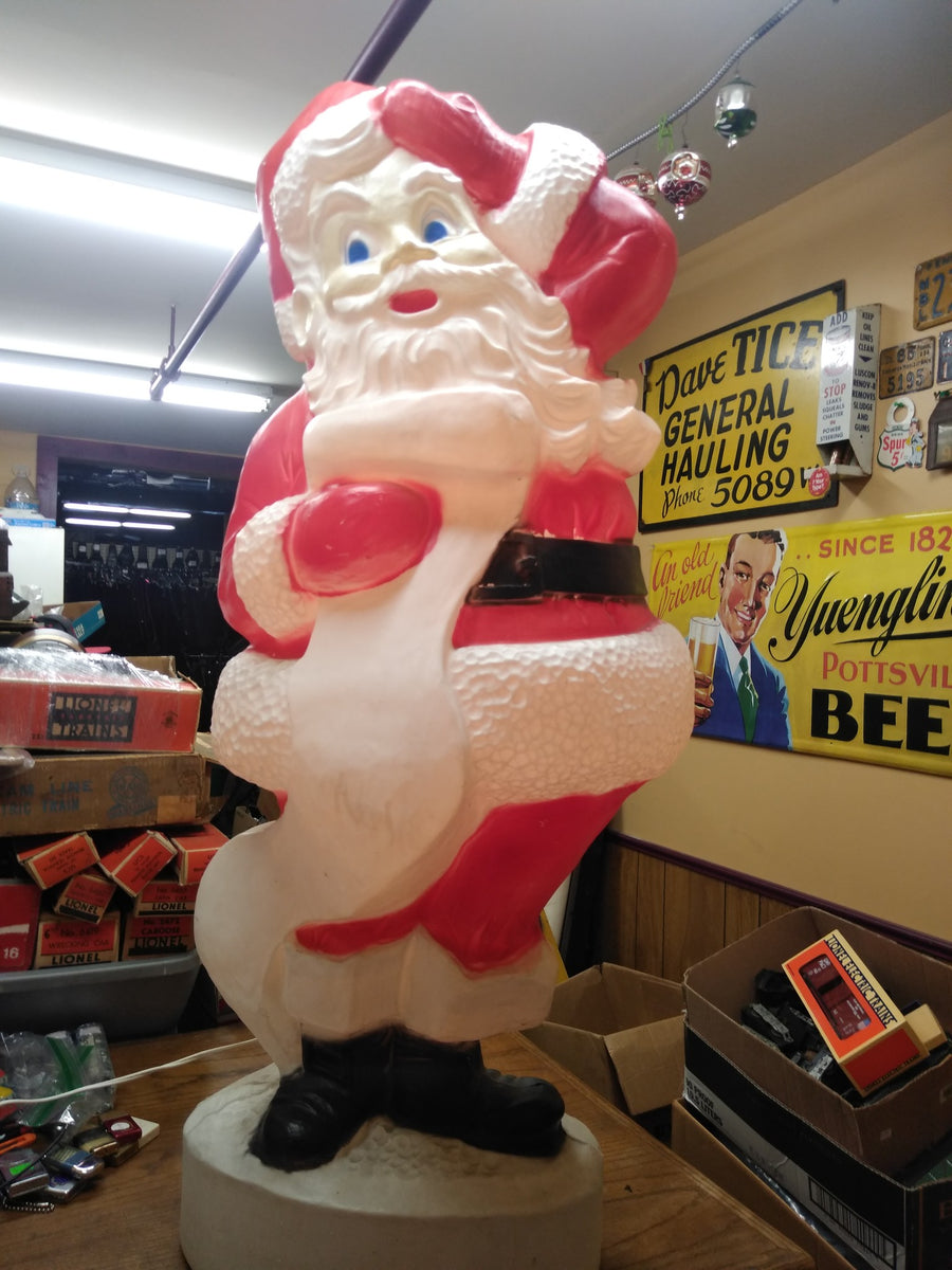 Vintage Christmas 43” Lighted Union Santa With His List Blow Mold Yard factory Decor