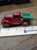 Vtg 1930's Arcade Cast Iron Toy Dump Truck 4" White Rubber Tires Red/Green Nice!
