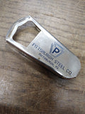 Vtg Pittsburgh Steel Co. Soda Pop Beer Metal Bottle Opener Man Cave Bar Tavern