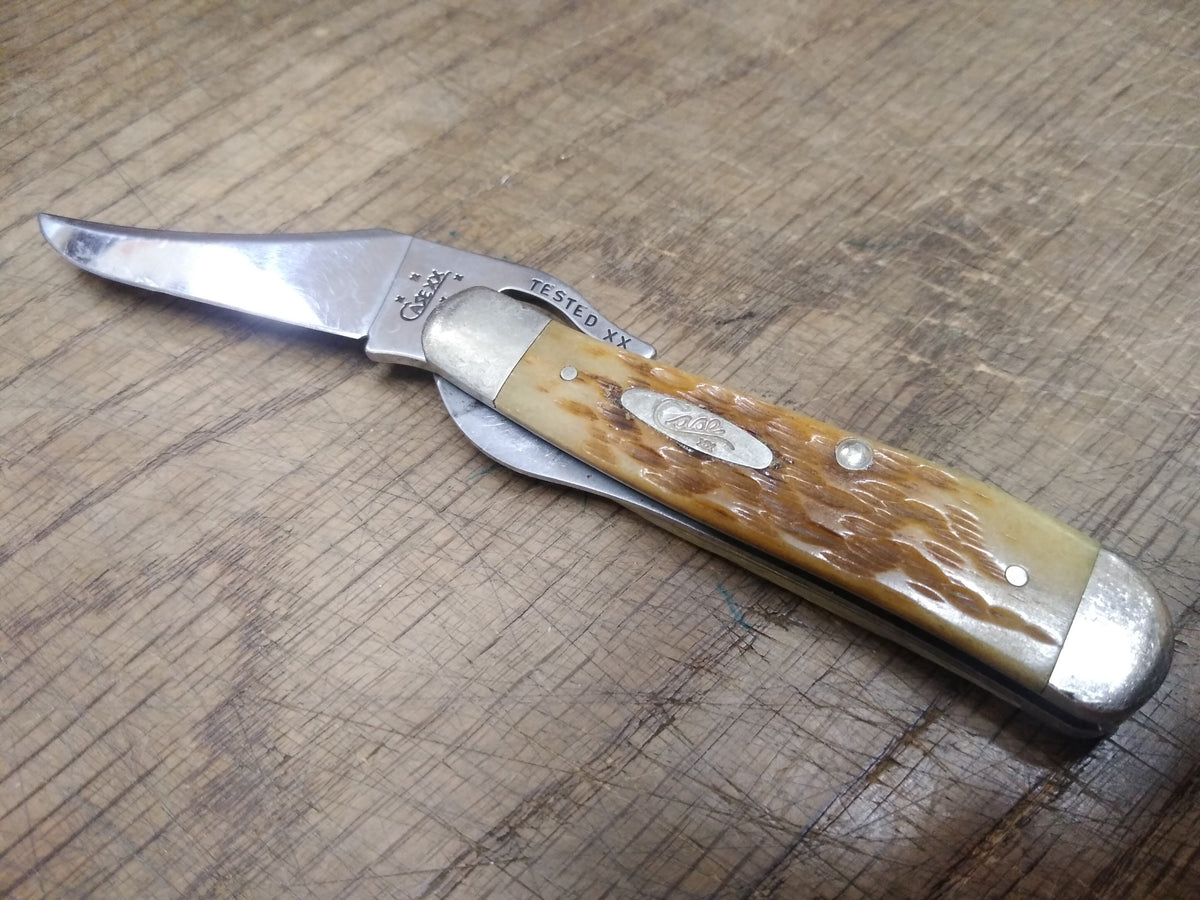 Vtg CASE XX 51953 L Russlock Amber Bone Handle Single Blade 