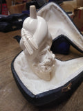 Vtg Unsmoked Meerschaum Hand Carved Sultan w/Turbine Smoking Tobacco Pipe w/Case