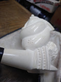 Vtg Unsmoked Meerschaum Hand Carved Sultan w/Turbine Smoking Tobacco Pipe w/Case