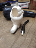 Vtg Unsmoked Meerschaum Hand Carved Sultan w/Turbine Smoking Tobacco Pipe w/Case