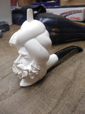 Vtg Unsmoked Meerschaum Hand Carved Sultan w/Turbine Smoking Tobacco Pipe w/Case