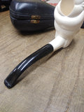Vtg Unsmoked Meerschaum Hand Carved Sultan w/Turbine Smoking Tobacco Pipe w/Case