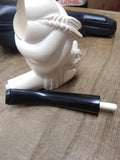 Vtg Unsmoked Meerschaum Hand Carved Sultan w/Turbine Smoking Tobacco Pipe w/Case