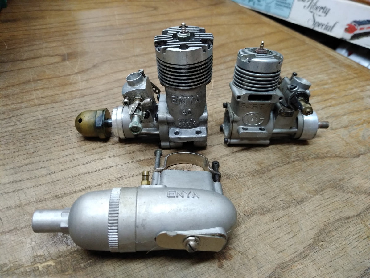 Vtg 3 Pc Airplane Gas Engine Muffler Lot Enya 40 #6002 Super
