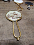 Vtg Antique Victorian Court House Syracuse NY Miniature Vanity Purse Mirror Nice