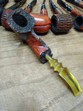 Vtg Signed DCS Denny Souers Hand Made Grecian Briar Free Style Bent Tobacco Pipe