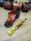 Vtg Signed DCS Denny Souers Hand Made Grecian Briar Free Style Bent Tobacco Pipe