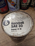 Vtg Kendall Specialized Motor Oil SAE 30 Super D III 1 Quart Paper Can Empty
