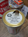 Vtg 1 Quart Kmart All Weather Deluxe 10W 40 Motor Oil Paper Can