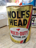 Vtg 1 Quart Paper Can Wolfs Head Multi Duty Motor Oil 10W 20W 30 Oil City Pa