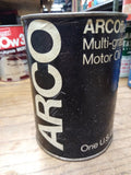 VTG ARCO Fleet XHD Multi Grade 1 Quart Motor Oil Metal Can 20W 40 Black USA