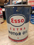 VTG ESSO Extra Heavy Duty 1 Quart Motor Oil Metal Can Red White Blue USA