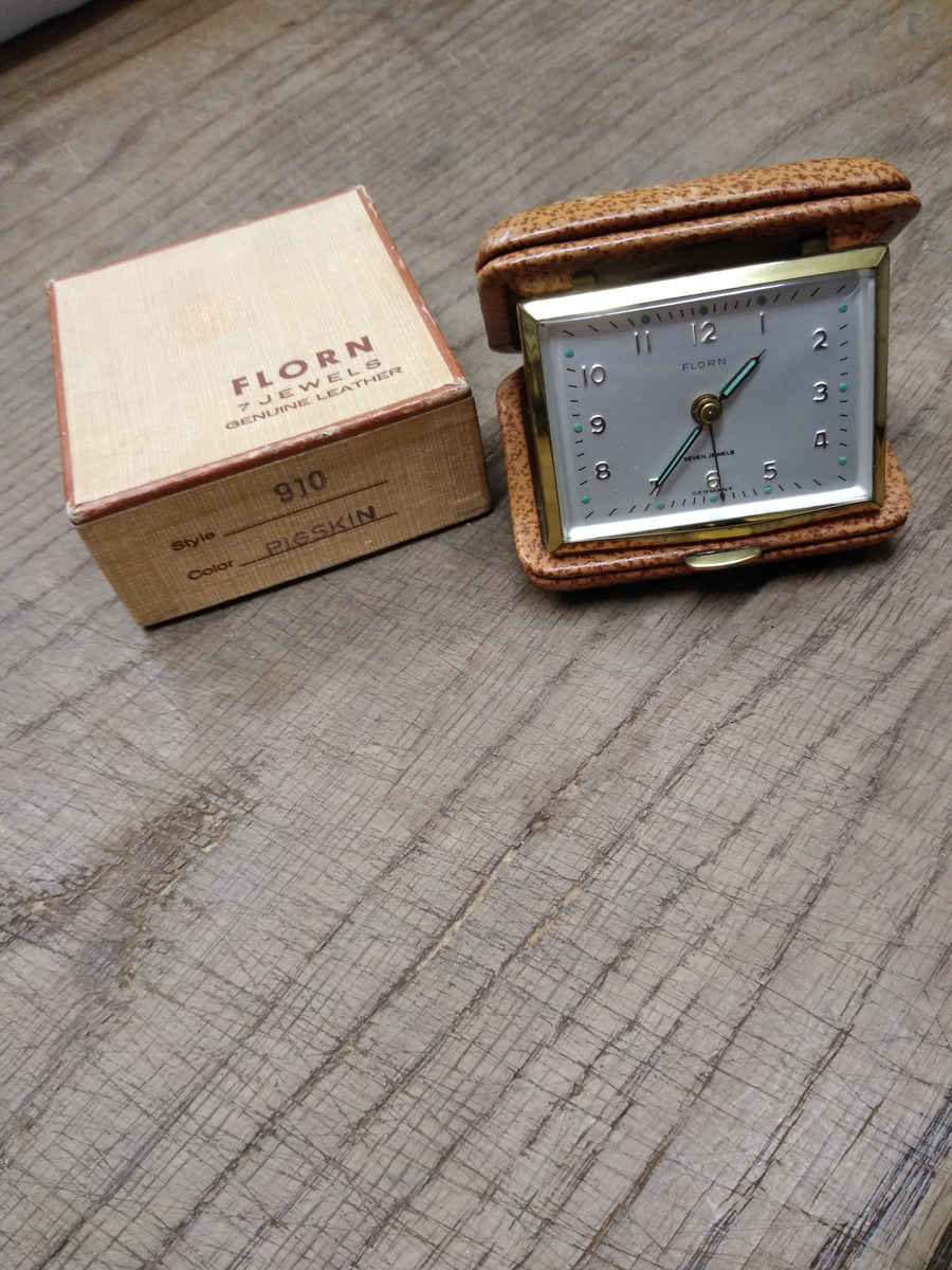 Florn Company Wind Up Desk Clock Alarm Pen Holder Paper Original Box buy MCM