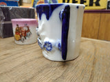 Vtg Fancy Floral Lusterware Gold Cobalt Blue Coffee Tea Panel Cup Germany Nice!