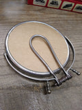 Vtg Cross Travel Folding Shaving Mirror w/Leather Case Compact 5.25” Camping