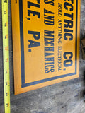 Vtg Electrical Contractor Sign 1950's Advertising New Castle Pa Building Collect