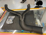 Heat Shield Black 2 into 1 Turnout Header Exhaust Pipe Harley Softail Dyna Chopp