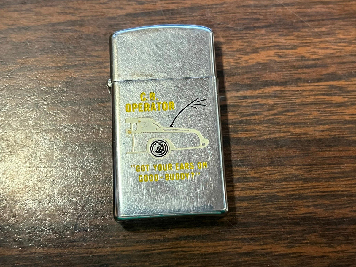VTG 1976 C.B. Operator Polished Chrome Zippo Lighter Slim 