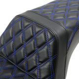 Step Seat Blue Diamond Stich Harley Dyna 2006^ FXD Street Bob Superglide fxdl