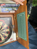 Vintage Budweiser Frog Wood Dartboard Cabinet Case 22x 19 Advertising Breweriana