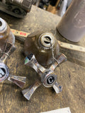 Vintage Chrome Cross Arm Faucet Handles Set Hot Cold Metal Knobs Antique sink