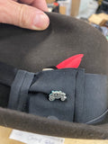Vintage Disney Black Felt Fedora Hat Herringbone Band Heritage pin 7 Gangster