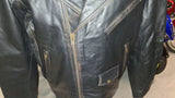 Unik Ultra Large Distressed Black Leather Biker Jacket Heavyweight  Liner