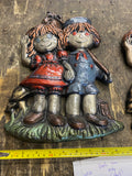 Vintage Raggedy Ann and Andy Ceramic Wall Hanging Plaques Set of 2
