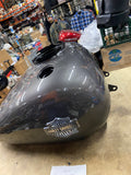 Harley Gas Fuel Tank Gauntlet Gray metallic Charcoal badges Street Road Glide