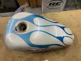 Harley Custom Painted Blue Flame Fuel Gas Tank Ironhead sportster Chopper Peanut