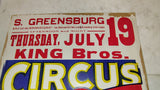 1951 King Bros Circus Poster Clown Art S Greensburg PA Enquirer Printing