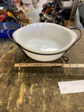 Vintage Milk Glass Mixing Bowl Wire Stand 9 Inch Glasbake USA Caserole 2 quart
