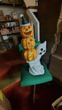 Bethany Lowe Vintage Style Light Up Ghost Holding Stacked Pumpkins Status 26"