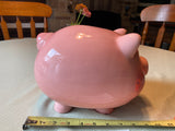 Vintage Pink Ceramic Piggy Coin Bank Large Mid Modern Century Collectible 50's