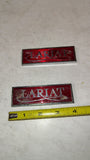 1980-1986 Ford Truck Lariat Cab Side Trim Emblems OEM Pair Red