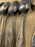 Lot of 7 Vintage Silverplate Spoons - Mixed Patterns Flatware Rockford rodgers