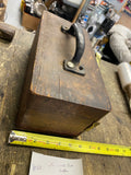 Vintage Wooden Tool Box Drill Bit set Carry Case Brass Latch homeade Carpenter