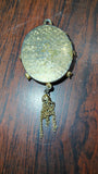 Vintage Fragonard Courting Couple Porcelain Gold Tone Locket Tassel Pendant