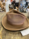 Resistol Brown Wide Brim Fedora Hat Grosgrain Ribbon Vintage 7 1/8 Monarch