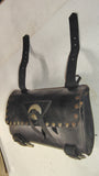 Vintage US Made Studded Black Leather Motorcycle Tool Bag Fork Pouch Concho