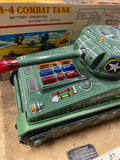 Vintage Taiyo M-4 Sherman Combat Tank battery-operated litho tin toy Japan Box 2