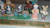 Vintage Easter Figurine Lot 15 Pc Resin Porcelain Bells Jubilee Bunny Family Box