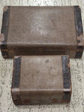 Vtg Suitcase Set 2pc Tweed Nested Luggage Faux Alligator Trim Mid Century Old