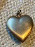 Antique Victorian Gold Filled Heart Locket Pendant Blue Glass Rhinestone Jewelry